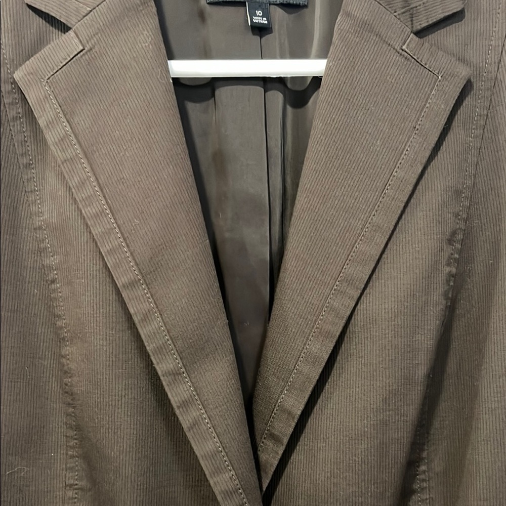 Talbots Chocolate Brown One button cotton classic blazer size 10 - Picture 9 of 13